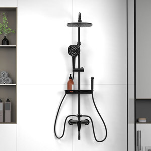 Eunoia hiện đại Matte đen tĩnh nhiệt vòi hoa sen cột hệ thống tiếp xúc với phòng tắm Brass vòi hoa sen với máy bay phản lực & massage phun mô hình - Product Image 2