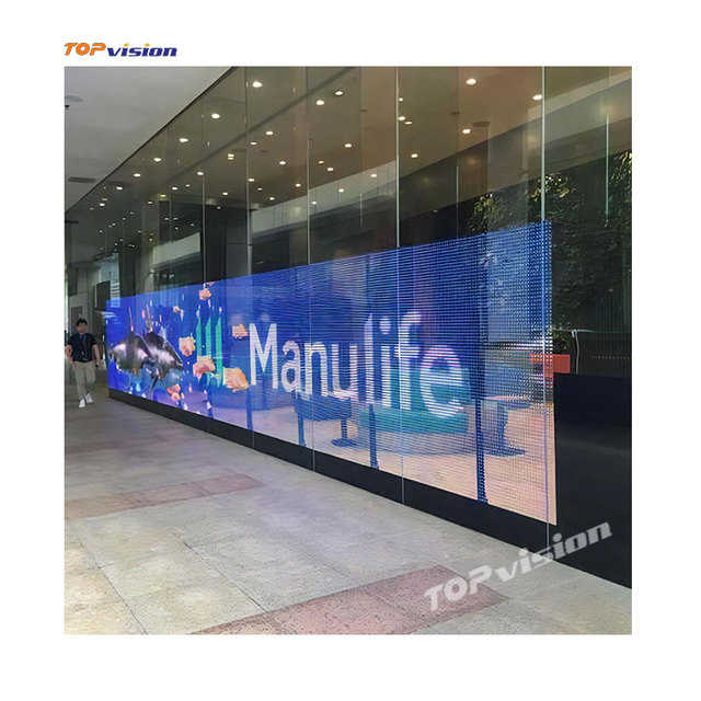 TOPvision Indoor Store Front Glass Window Transparent Led Film Screen Adhesive Flexible Clear Video Display