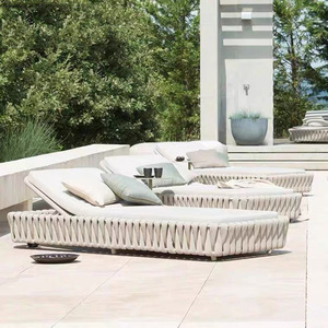Chaise longue d'extérieur en corde tressée, chaise longue de plage, chaise longue de jardin, fauteuil <span class=keywords><strong>inclinable</strong></span> de loisirs imperméable - Product Image 6