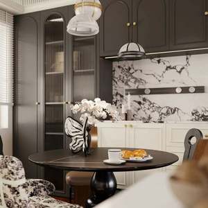 Mueble de TV de Madera de Diseño Francés Moderno Personalizado, Estantería en Blanco y Negro para Sala de Estar de Hotel o Apartamento - Product Image 6