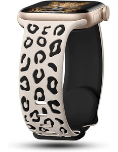 Bandas grabadas de leopardo de dos tonos para <span class=keywords><strong>Apple</strong></span> <span class=keywords><strong>Watch</strong></span> 40mm 38mm 41mm 42mm 44mm 45mm silicona para Ultra <span class=keywords><strong>Series</strong></span> 9 8 <span class=keywords><strong>7</strong></span> 6 SE 5 4 3 2 1 - Product Image 1