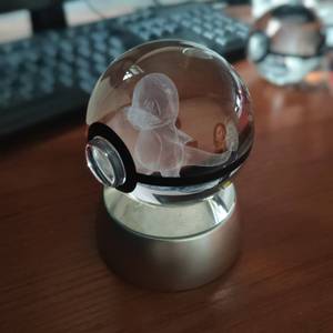 Wholesale New Glass 5cm Ball Design Custom 3d Laser Engraving Led Light Figure Ball Custom Crystal POKE Ball