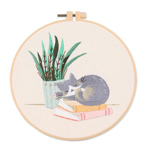 Kit de bordado artesanal DIY para principiantes con patrón de plantas y gatos, juego de Material de punto de cruz para entusiastas del estilo animal - Product Image 5
