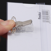 Foska 100% Porte-cartes d'identité horizontaux en plastique PVC transparent de haute qualité avec épingles de sûreté et pinces crocodiles