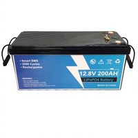 Batterie LiFePO4 de stockage d'énergie 12.8V200AH Batterie d'alimentation portable pour l'extérieur avec une grande capacité et une coque en ABS noir