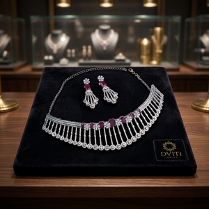 Elégant Ruby CZ Fine Jewelry Set Classic Style Choker - Product Image 3