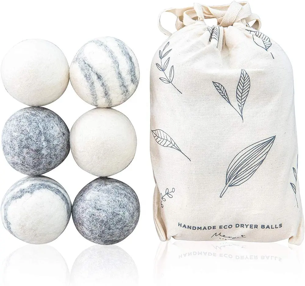 Commercio all'ingrosso di 6 Pack Eco Friendly Lavanderia Lana Dryer Balls con il Sacchetto di Cotone