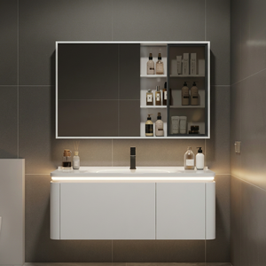 Gabinetes con Lavabos Individuales/Doble y Espejo - Muebles Comerciales para Hoteles, Mueble de Baño de Lujo - Product Image 1