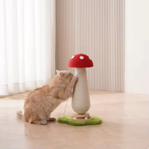 Vente en gros fabricant : Griffoir pour chat en bois massif et sisal, design carotte et champignon, avec plateau tournant, sûr, tailles personnalisées - Product Image 3