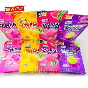 Bonbons gélifiés 4D saveur pêche, mangue et fraise, à peler, avec centre fourré, vente en gros, emballage en vrac - Product Image 1
