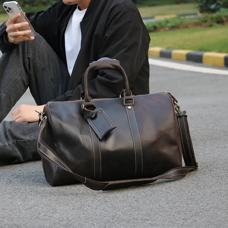 2023 New arrival genuine leather duffle bag for men travel weekend