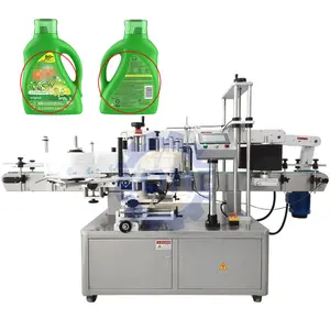 कारखाना दो पक्षों लेबलिंग मशीन स्वचालित कपड़े डिटर्जेंट प्लास्टिक बोतल उत्पाद लेबल मशीन