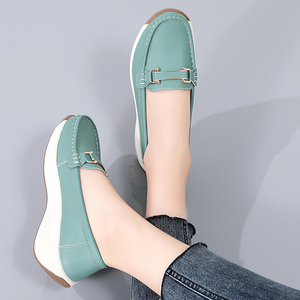 Mocassins Oxford beiges pour femmes, grandes tailles, chaussures habillées à enfiler, antidérapantes, légères, pour l'été, emballage en boîte disponible - Product Image 1