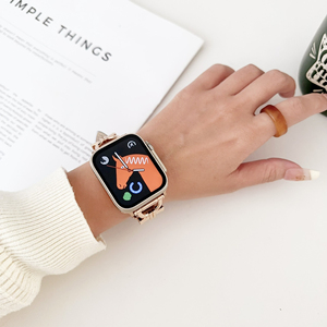 Correa de reloj Upro elegante para mujer, de cuero genuino, para Apple Watch S10 42mm 46mm, hebilla en forma de D de acero, correa de cuero delgada - Product Image 4