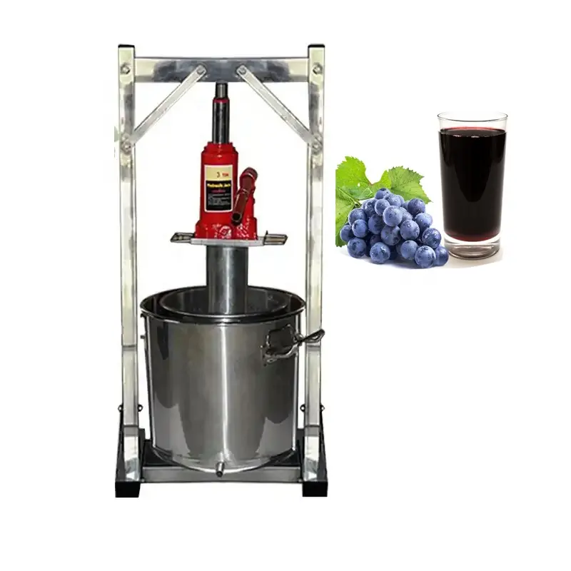 Pembuat jus buah hidrolik Manual kapasitas 22l komersial/mesin penekan anggur besi tahan karat tangan/mesin penekan anggur kecil