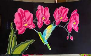 Premium pintado a mano diseño de flores tropicales rayón Sarong Pareo negro ropa de playa adultos Asia Pacífico islas ropa 200x120cm - Product Image 3