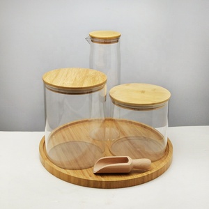 3L Borosilicate Large Kitchen Food Flour <strong>Laundry</strong> Canister Manson Glass Storage <strong>Jars</strong> with Bamboo Lid - Product Image 4