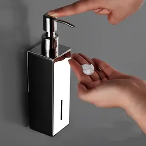 Bathroom Wall Mounted 304 Stainless Steel Visible Window 200ml Manually Press The Bottle Holder Hand Soap Dispenser