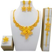 Conjuntos de Joyería Nupcial de Dubái al por Mayor a Bajo Precio para Mujeres, Conjuntos de Joyería de Oro para Damas para Bodas y Fiestas