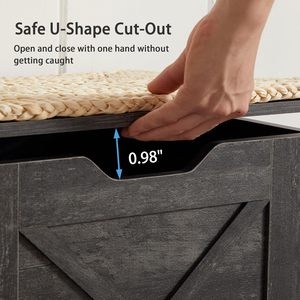 Banco de almacenamiento para entrada, otomana para zapatos, estilo rústico, cojín tejido a mano, bisagras metálicas de seguridad, taburete para el hogar, moderno para <span class=keywords><strong>dormitorio</strong></span> y sala de estar - Product Image 4
