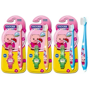 FROG Usine Fournir Directement Logo Personnalisé Acceptable pas cher brosse à dents Poignée anti-dérapante bébé enfants brosses à dents