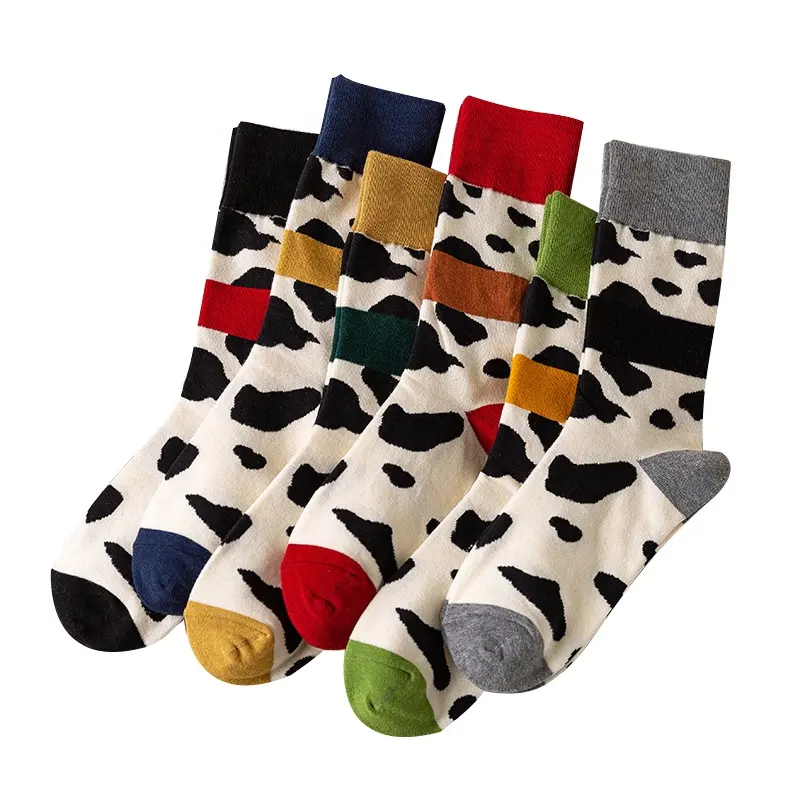 Осенние женские носки из хлопка для скейтборда с изображением коровы и животных