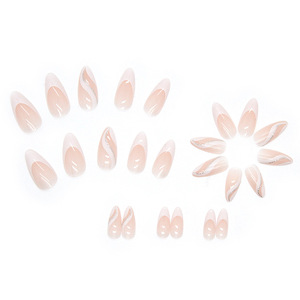 Set di Unghie Finte Ondulate Bianche in ABS, Ecologico e Non Tossico, 24 Pezzi per Uso Quotidiano e Sposa, con Unghie Press-On - Product Image 2
