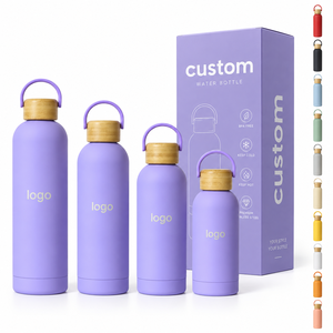 Bouteille d'eau isotherme en acier inoxydable à double paroi, écologique, avec couvercle en bambou, personnalisable (12, 16, 24, 32 oz), pour les sports de plein air - Product Image 1