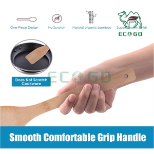 Ustensiles de cuisine en bambou avec support Cuillères en bambou pour la cuisson Spatules en bois et batterie de cuisine - Product Image 2