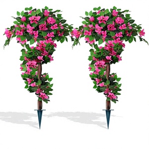 2 Paket Pohon Bougainvillea Buatan 4FT, Plastik Tahan UV, Ramah Lingkungan, Gaya Realistis, Dekorasi Dalam/Luar Ruangan