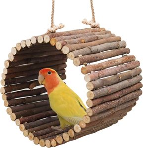 <span class=keywords><strong>Cabane</strong></span> en bois pour perroquet, nid suspendu pour oiseaux, cage à oiseaux, perchoir, maison pour perroquet, abri de repos pour perroquet, <span class=keywords><strong>cabane</strong></span> en bois naturelle pour oiseaux - Product Image 1