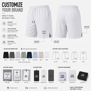 Custom Premium Mens White Casual Shorts Cotton Drawstring Streetwear Shorts Private Label Brand Apparel - Product Image 3