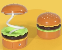 Lampe de nuit créative en forme de hamburger, taille-crayon LED en ABS, lampe de bureau pour chambre à coucher avec rangement