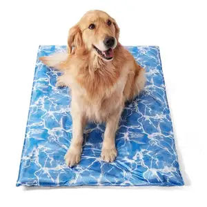 ZYZPET matras pendingin anjing alas pendingin hewan peliharaan air tikar tempat tidur anjing pendingin tahan lama untuk desain laut biru 44X32 inci hewan sehari-hari