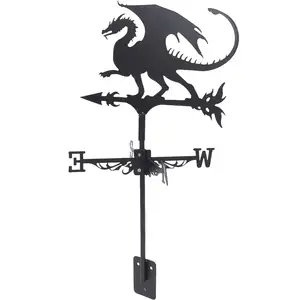 Palheta de metal para Halloween, dragão, palheta de jardim para Halloween, ornamento de direção do vento, desenho de silhueta, palheta do tempo para uso ao ar livre