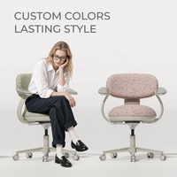 Chaise de bureau ergonomique moderne pour la maison, chaise de direction pivotante en tissu, petite chaise de bureau confortable avec réglage en hauteur