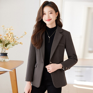 Women's Wool Blazer Houndstooth Pattern Down-filled Autumn Winter Coat Simple Petite Fashionable Retro Style - Product Image 2