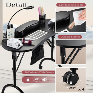 <span class=keywords><strong>Mesa</strong></span> de Manicura <span class=keywords><strong>Plegable</strong></span> Profesional de Alta Calidad con Aspiradora y 4 Ruedas Bloqueables para Técnicos de Spa - Product Image 6