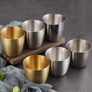 Cangkir minum restoran, gaya Korea Stainless steel lapisan tunggal cangkir logam untuk anak-anak dan dewasa dapat digunakan kembali - Product Image 1