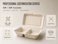 Boîte alimentaire écologique jetable en bagasse de canne à sucre 32 oz, compatible micro-ondes, sans PFAS, avec couvercle à charnière, pour la restauration et les plats à emporter