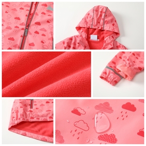 OEM Ensemble imperméable et pantalon à capuche et fermeture éclair 2 pièces pour filles avec motif 3D 100% polyester Vêtements décontractés pour enfants - Product Image 5