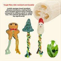 Yilin Haustier |   Natürlicher Luffa-Schwamm mit Cartoon-Weihnachtsbaum und Lebkuchenmann-Design für Katzen- und Hundezähne - Extremer Schutz & Minimalistisch