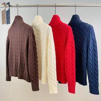 Pull à col montant semi-ouvert avec fermeture éclair pour femme, automne-hiver, en laine, broderie petit cheval, style décontracté et tendance
