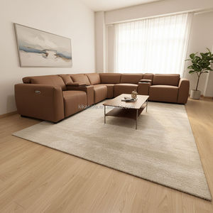 Ensemble de canapés modulaires en cuir véritable en forme de L, modernes, inclinables, avec fonction de massage extensible, pour appartement, hôtel, villa - Product Image 6