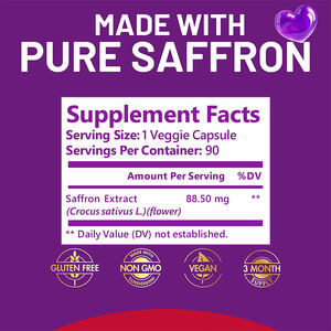 Capsule d'extrait de safran de marque privée supplément végétalien puissant de soutien de l'humeur pour adultes suppléments à base de plantes - Product Image 2