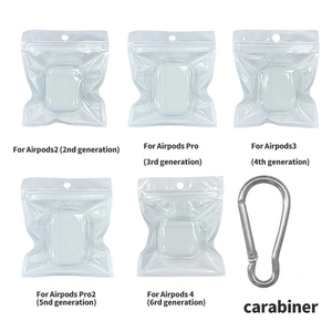 Fundas para Auriculares <span class=keywords><strong>Airpods</strong></span> 3 4 con Mosquetón, Diseño Dividido <span class=keywords><strong>de</strong></span> TPU para <span class=keywords><strong>Airpods</strong></span> Pro2 3, Funda Protectora Transparente para Auriculares - Product Image 2