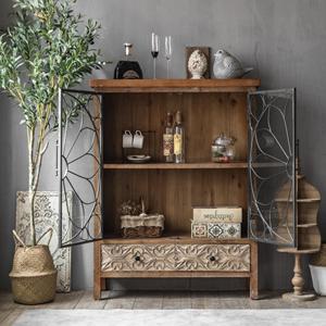 Minhui خمر المنزل الأثاث خشب متين و الحديد النبيذ بوفيه مطعم غرفة المعيشة عرض مجلس الوزراء - Product Image 2