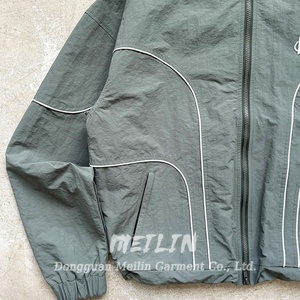 Custom Design Blank 3m <b>Reflective</b> Zip up <b>Jackets</b> Polyester Windproof Nylon Coat Outdoor Nylon Windbreaker <b>Jackets</b> <b>Men</b> - Product Image 4
