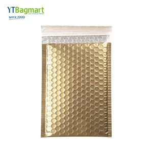YTBagmart Self Sealing Wrap Christmas Shockproof Poly Bubble Envelope Mailer Bags Custom Printed Gold Bubble Mailers For Gifts