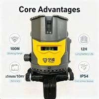 Niveau laser rotatif de qualité industrielle en promotion avec ligne verte lumineuse, options 2, 3 ou 5 lignes, 2 batteries incluses pour le bricolage